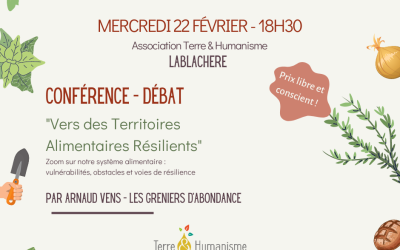 Les rendez-vous agroécologiques : Conférence « Vers la résilience alimentaire des territoires »