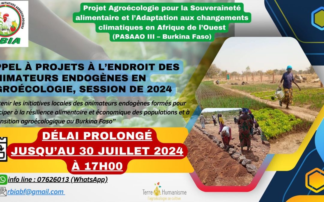 Appel à projets pour soutenir 10 initiatives des animateurs endogènes en agroécologie au Burkina Faso