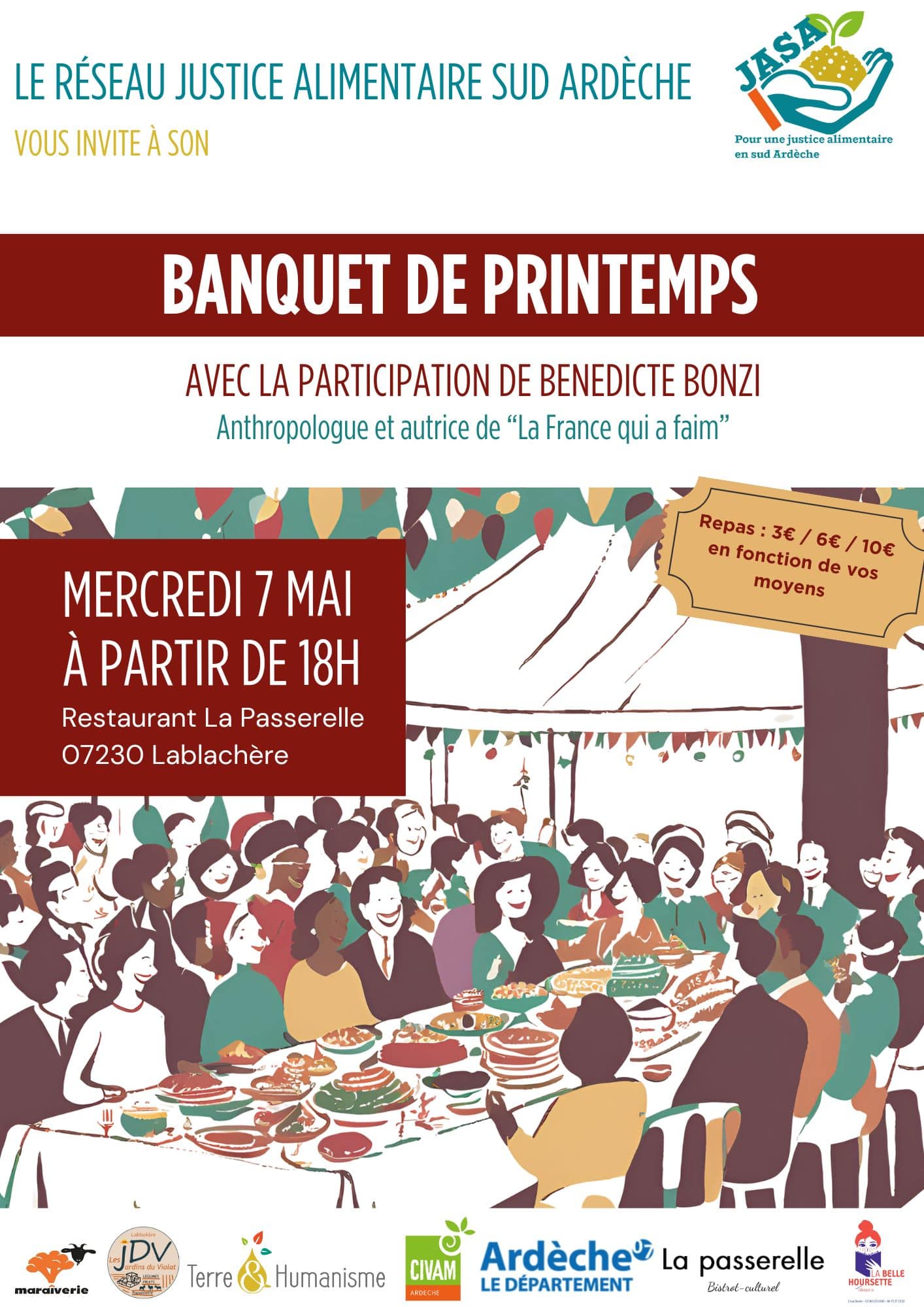 [Réseau JASA] Banquet de printemps & Bénédicte Bonzi à Lablachère